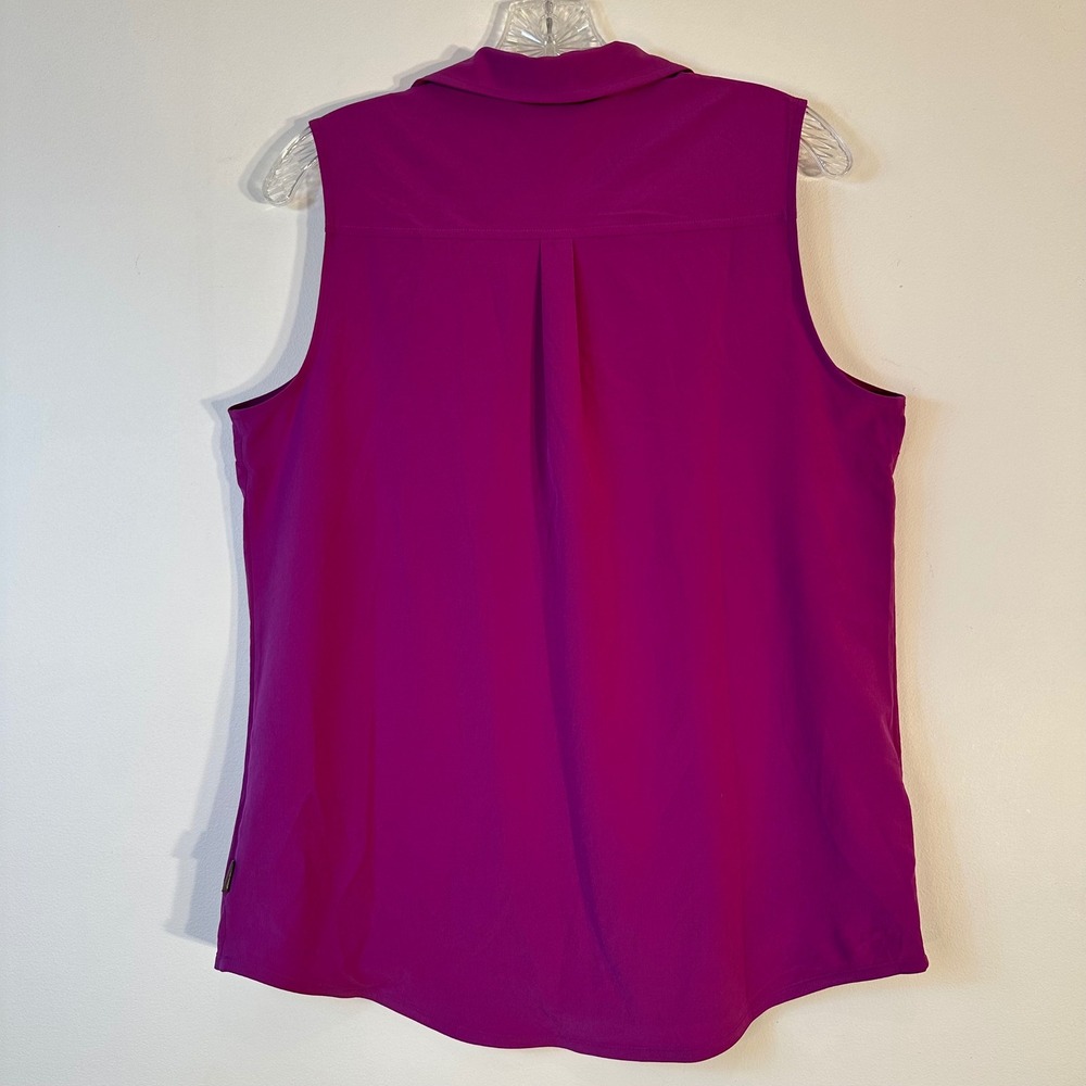Eddie Bauer Womens Sleeveless Quarter Zip Polo Shirt Magenta Purple Size M E17 - Picture 6 of 6